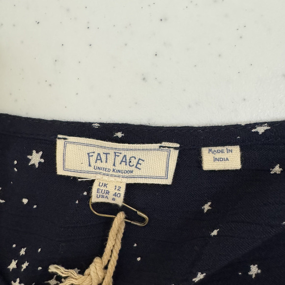 Fat Face Calla Lunar Sky Dress Women's US Size 8 Navy Blue Star Print Tie Belted - Picture 7 of 15